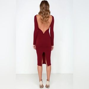 Lulus Backless Long Sleeve Midi Dress, size M